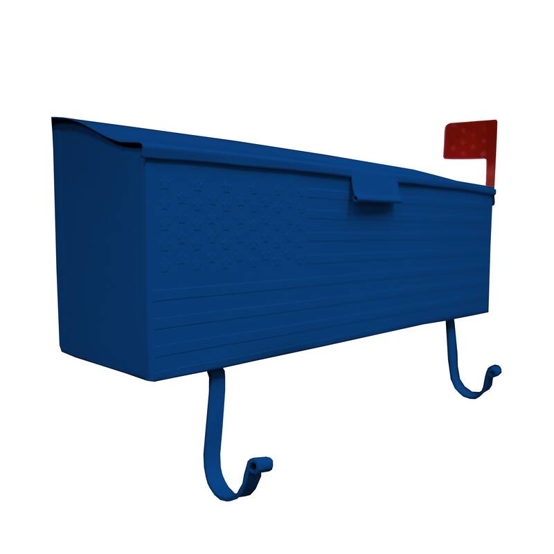 Patriotic Metal Wall Mounted Mailbox with Outgoing Mail Flag and Newspaper Hangers