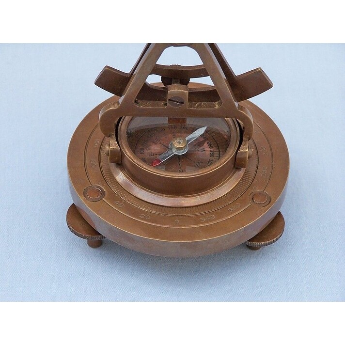 thumbnail image 2 of Brass Alidade Decorative Telescope – 4-Inch Vintage-Style Nautical Desk Decor With Compass Base, Gift Idea 2 of 14
