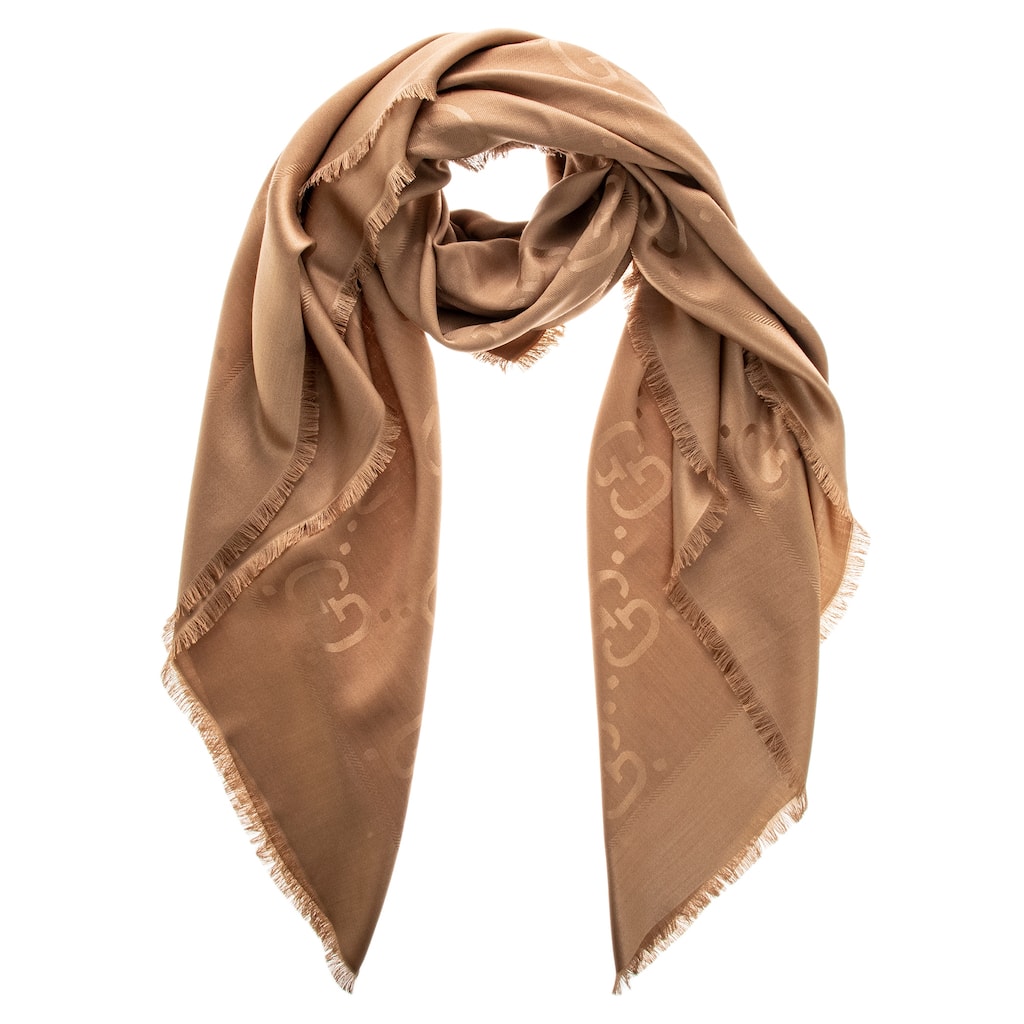Gucci GG Jacquard Silk Wool Scarf