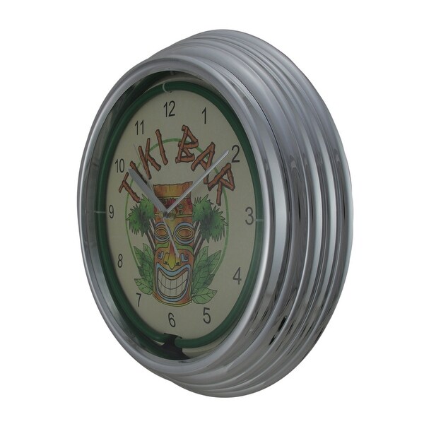 Zeckos Tiki Bar 14 3/4 Inch Diameter Neon Wall Clock Home Bar 