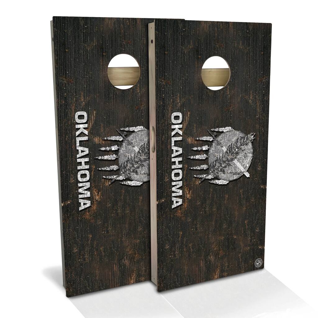 Oklahoma Flag Rustic Outdoor Cornhole Board Set