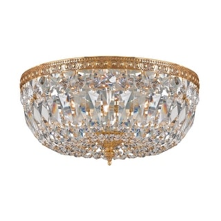 Crystorama 3 Light Clear Hand Cut Brass Ceiling Mount II - 14'' W x 7.5'' H