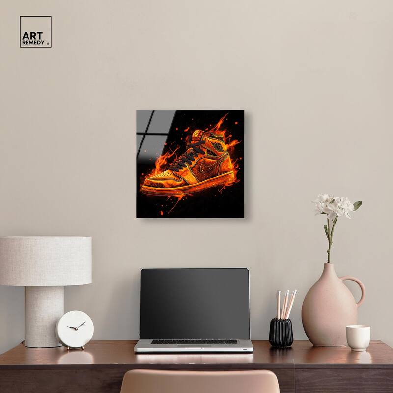 Jumpman on Fire I Acrylic by Art Remedy, Ready to Hang