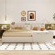 preview thumbnail 1 of 13, Queen Size & Twin XL Size PU Leather Storage Upholstered Platform Bed Beige