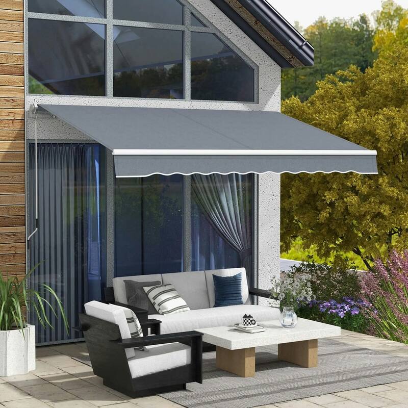 10' x 8' Retractable Sun Shade Patio/Window Awning - Polyester Fabric