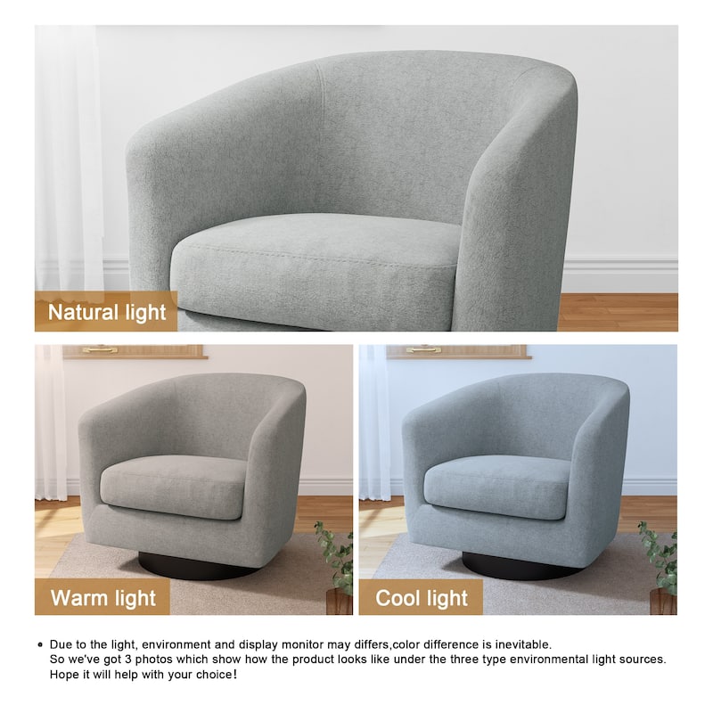 2 Set 360°Swivel Fabric Accent Chairs Barrel Armchairs