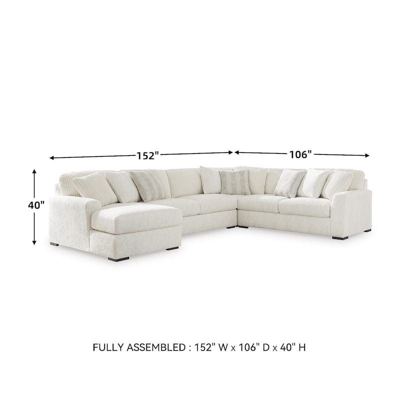 Signature Design by Ashley Chessington Ivory 4-Piece Sectional with Chaise - 152"W x 106"D x 40"H