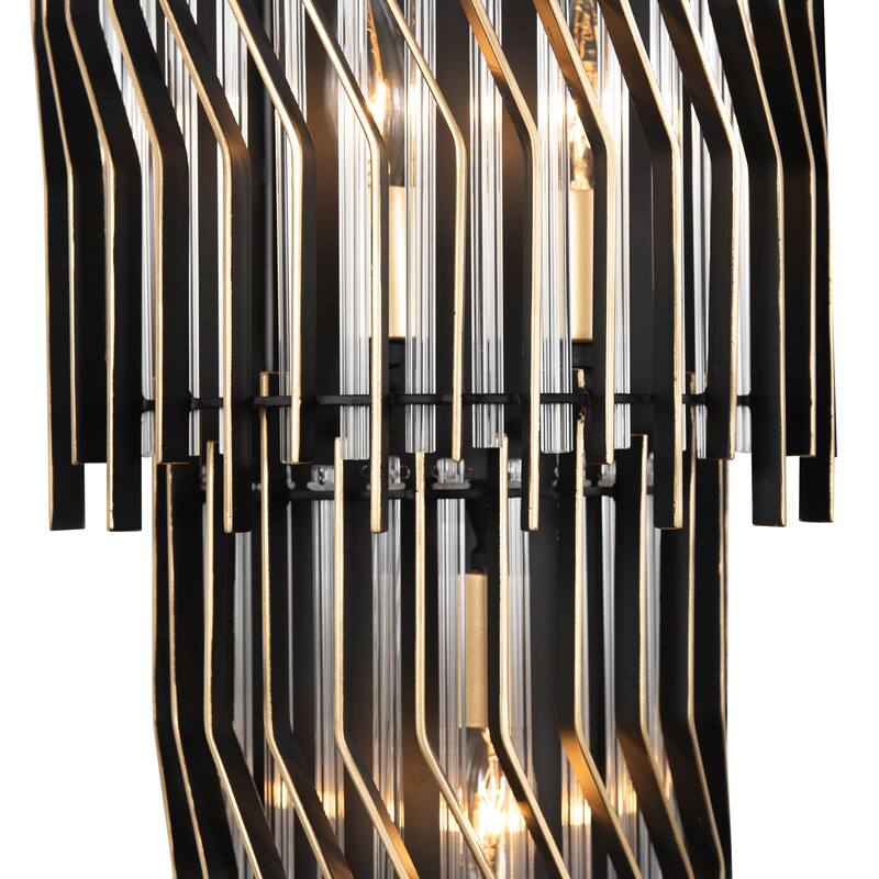 Varaluz Park Row Wall Sconce - Matte Black/French Gold - 6.25"D x 11"W x 20"H - 6.25"D x 11"W x 20"H