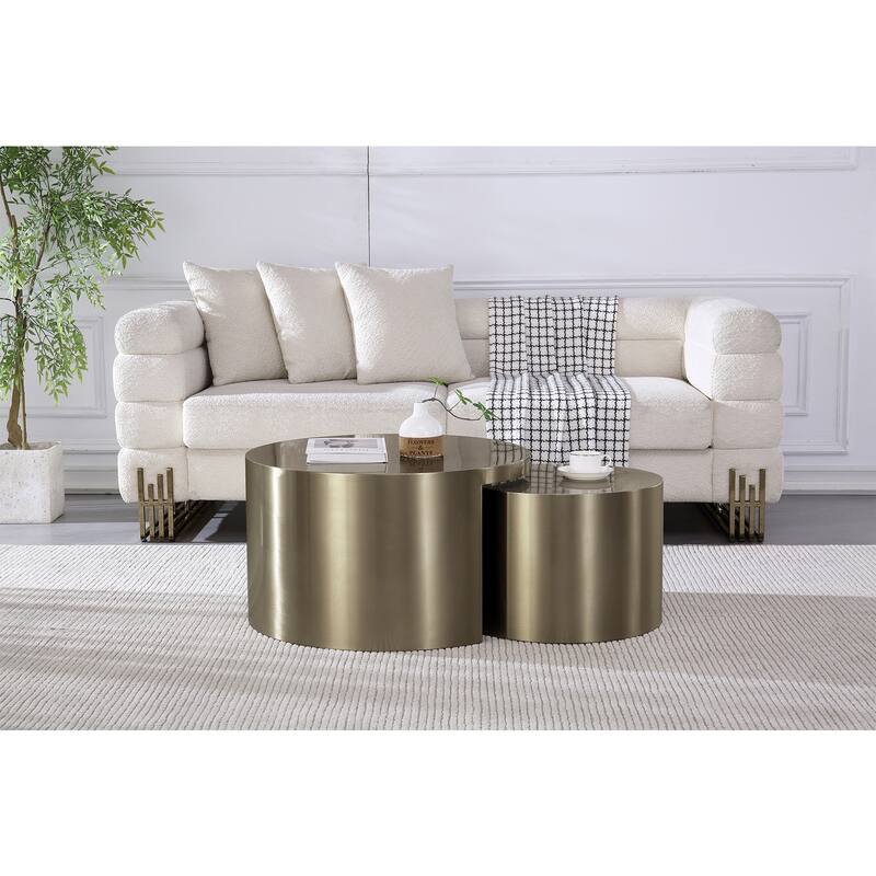 2 in 1 Nesting Coffee Table - Stainless Steel - Gold