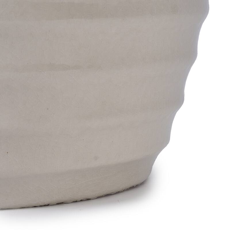 Handmade Ceramic Planter, 17 Inch Diameter, 1 Piece, Horizontal Ripples Pattern