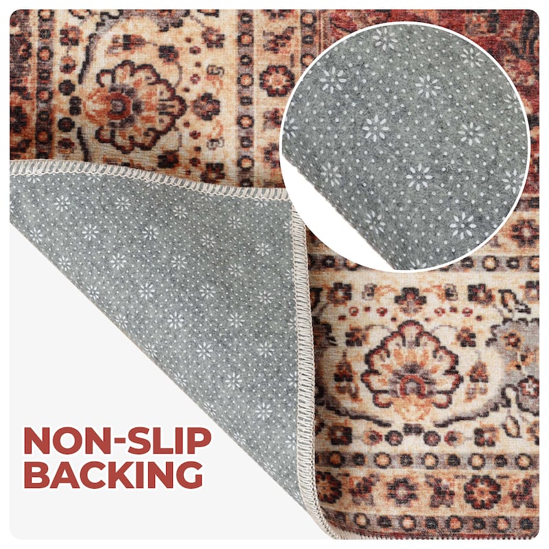 Superior Toucan Medallion Non-Slip Washable Indoor Area Rug