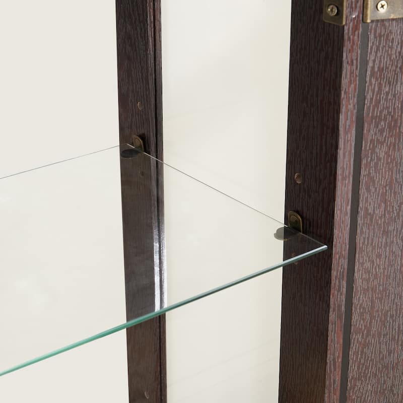 Curio Cabinet with Tempered Glass Doors and Adjustable Shelves Light Bulb Included