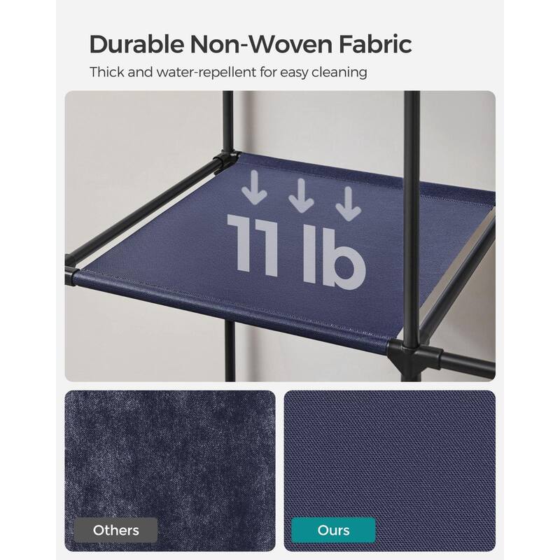 Multi-Section Fabric Closet Organizer with Sturdy Steel Tubes and 4 Convenient Storage Pockets