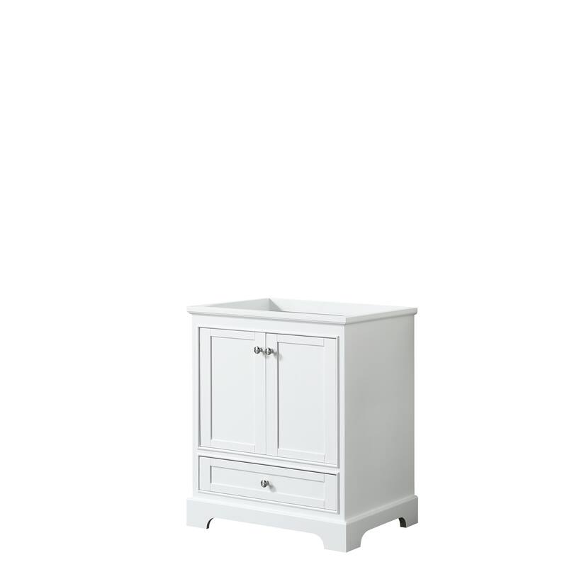 Deborah 30-inch Single Vanity Cabinet, No Mirror - White, Chrome Trim, No Top