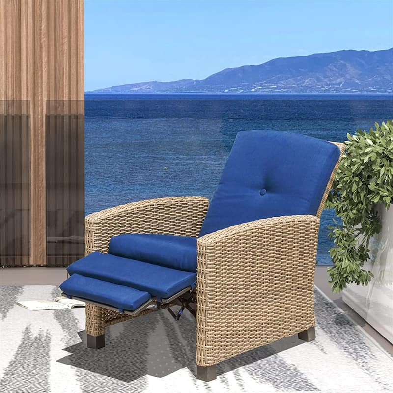 Single Patio All-Weather Wicker Recliner