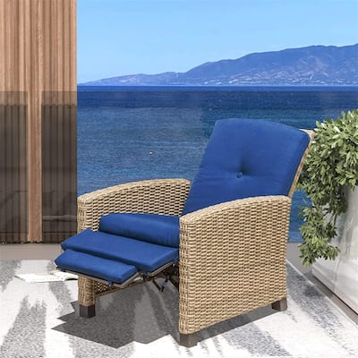 Single Patio All-Weather Wicker Recliner