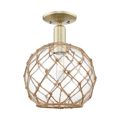 Innovations Lighting 716-1C-14-10 Farmhouse Rope Semi-Flush Farmhouse