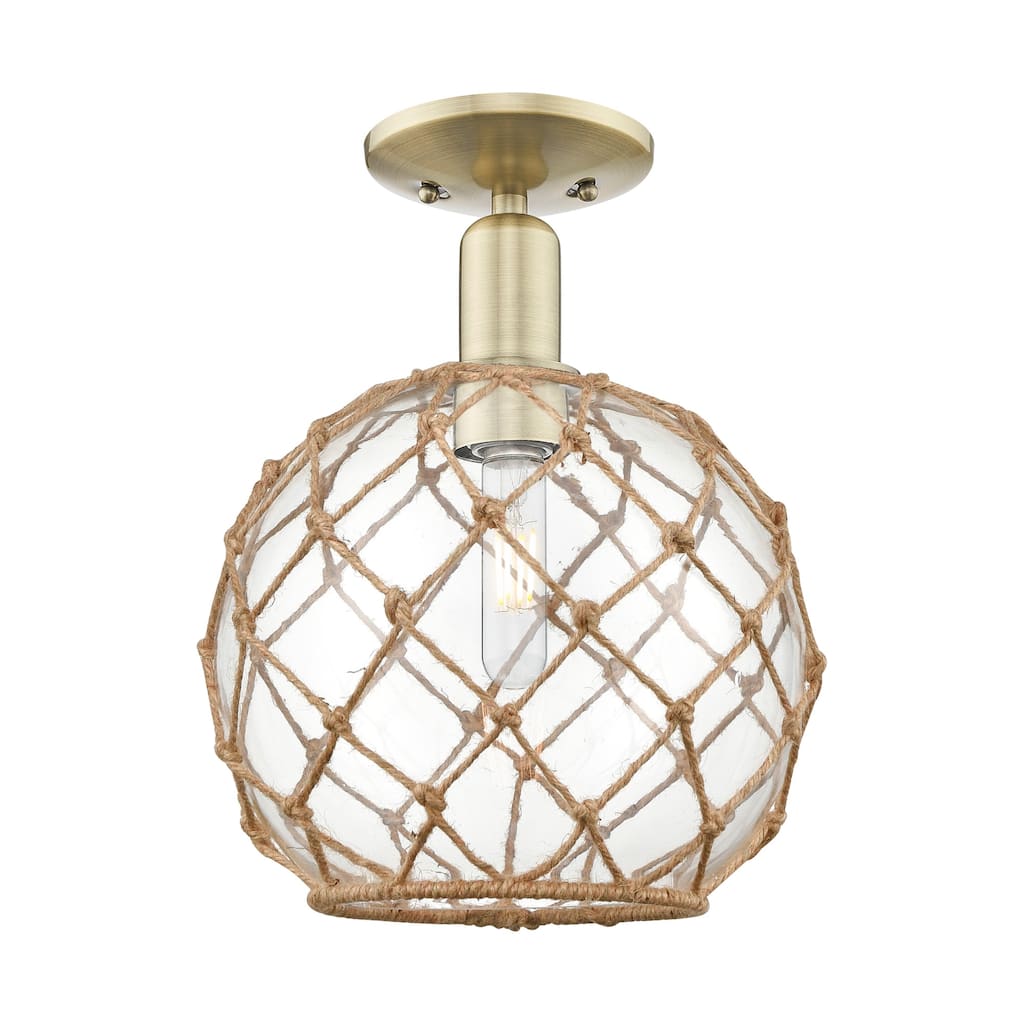 Innovations Lighting 716-1C-14-10 Farmhouse Rope Semi-Flush Farmhouse