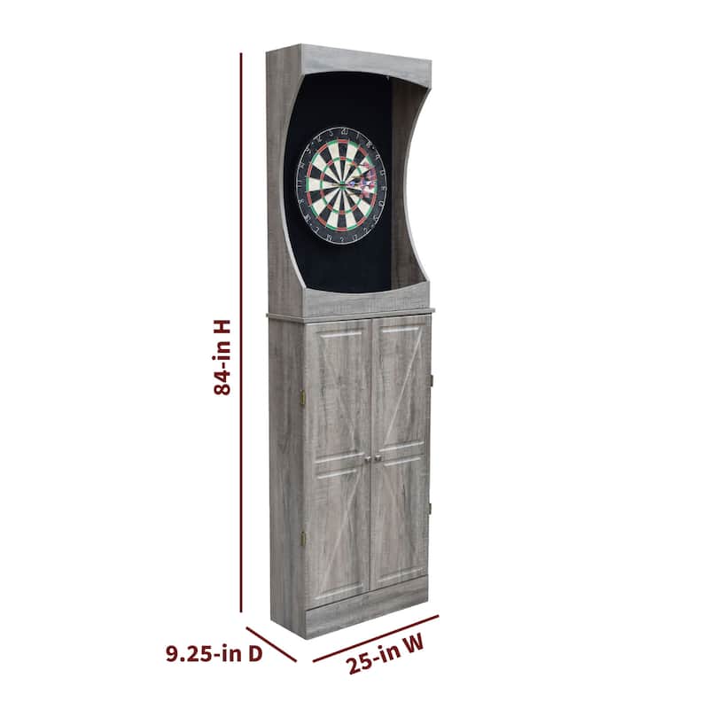 Hathaway Westwood Bristle Dartboard and 84-in Free-Standing Cabinet - Rustic Gray