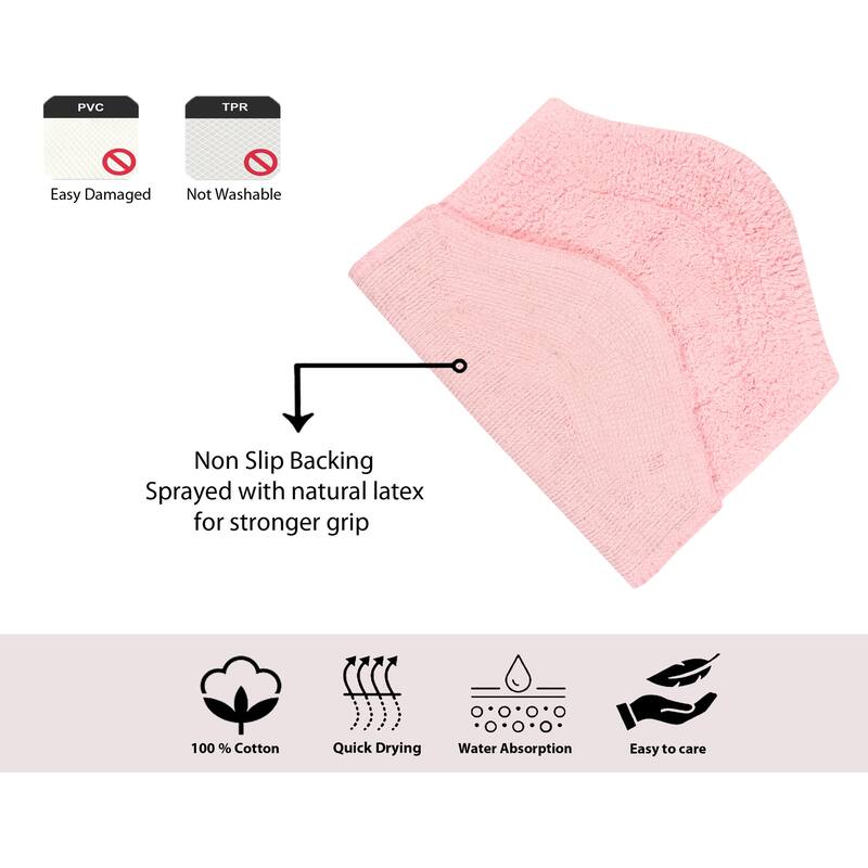 Waterford Collection 100% Cotton Non-Slip Bathroom Rug Set, Machine Washable Bath Rug, 5 Piece Bath Mat Set with Contour