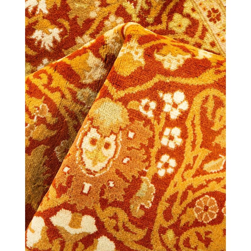 Overton Hand Knotted Wool Vintage Inspired Traditional Mogul Orange Area Rug - 3 x 5