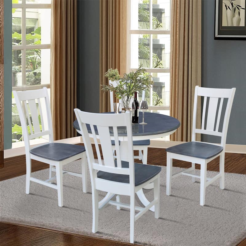 36 in Solid Wood Round Top Pedestal Dining Table with 4 San Remo Dining Chairs