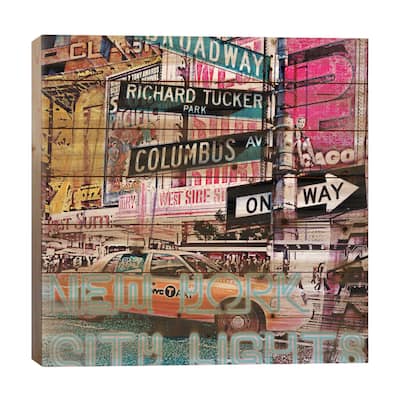 New York City Lights Print On Wood by Luz Graphics - Multi-Color