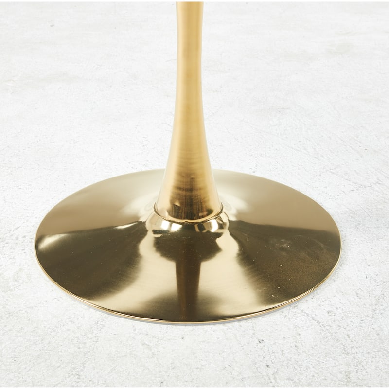 31.5"Tulip Table Mid-Century Dining Table For 2-4 People With Round MDF Table Top, Pedestal Dining Table