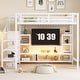 preview thumbnail 19 of 26, Full Size High Metal Loft Bed Frame with Entertainment TV Stand, Shelves, LED Light Strip, Charging Station, Staircase Wardrobe