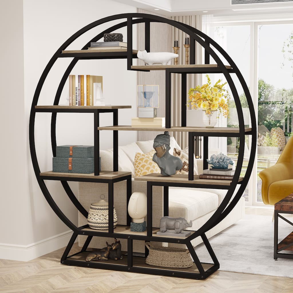 Rustic Open Shelving Organizer Rack for Home Office and Living Room