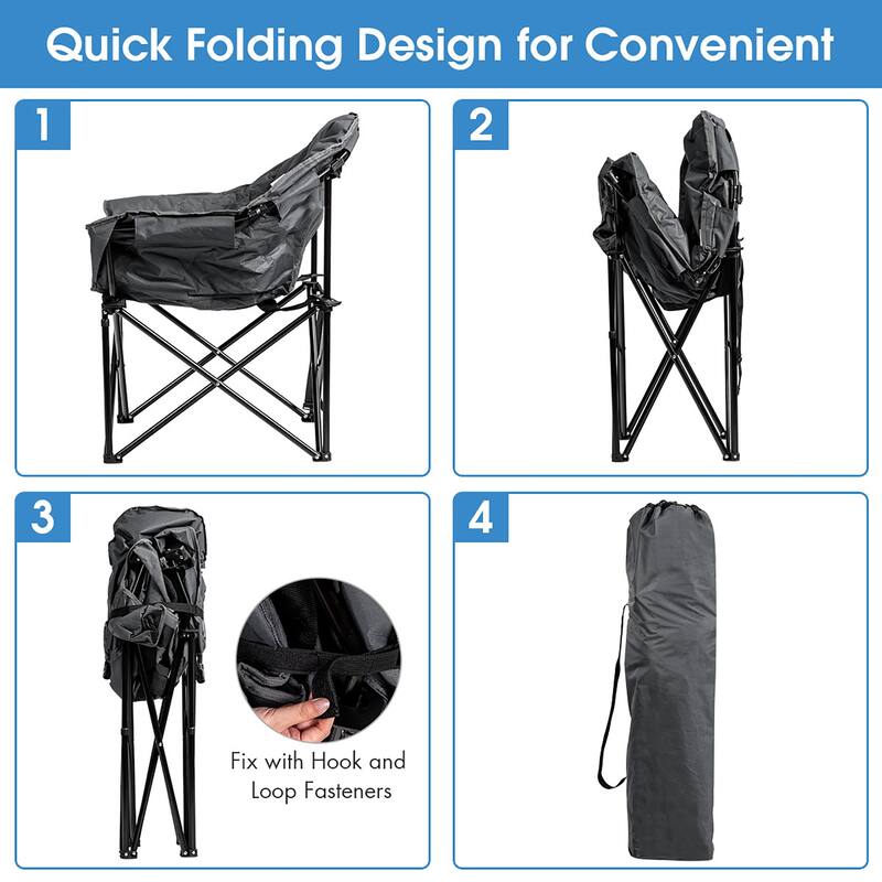 Costway Folding Camping Moon Padded Chair with Carry Bag Cup Holder - 32''x 31.5''x 35.5''