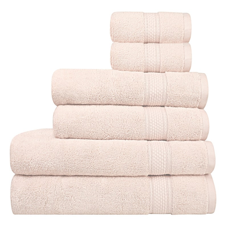 A1HC Bath Towel Sets, 100% Ring Spun Cotton, Zero Twist, Highly Absorbent, 500 GSM Low Lint, Quick Drying Bathroom Towel Sets - Towel Sets Pack of 6 - Peach Blush