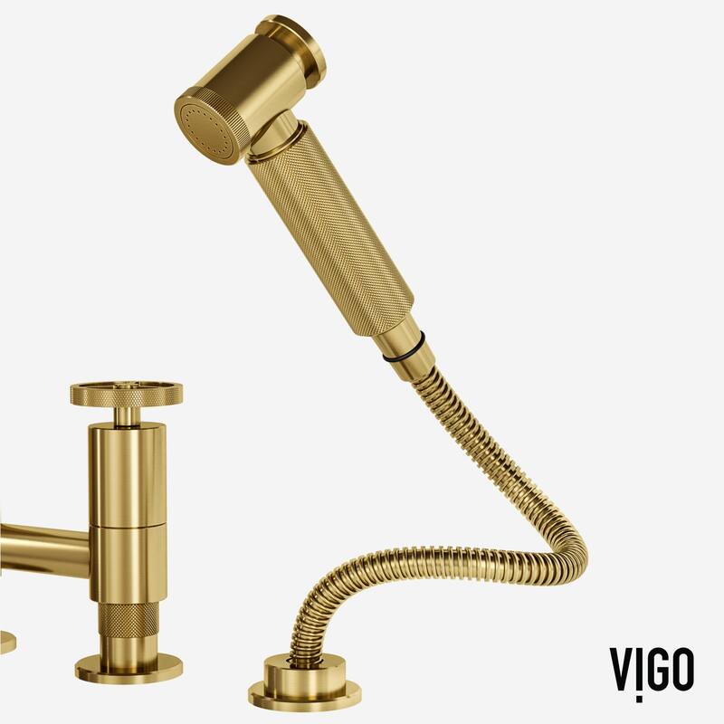 VIGO Cass 12" H 2-Handle Widespread Bridge Pull-Out Sprayer Kitchen Faucet