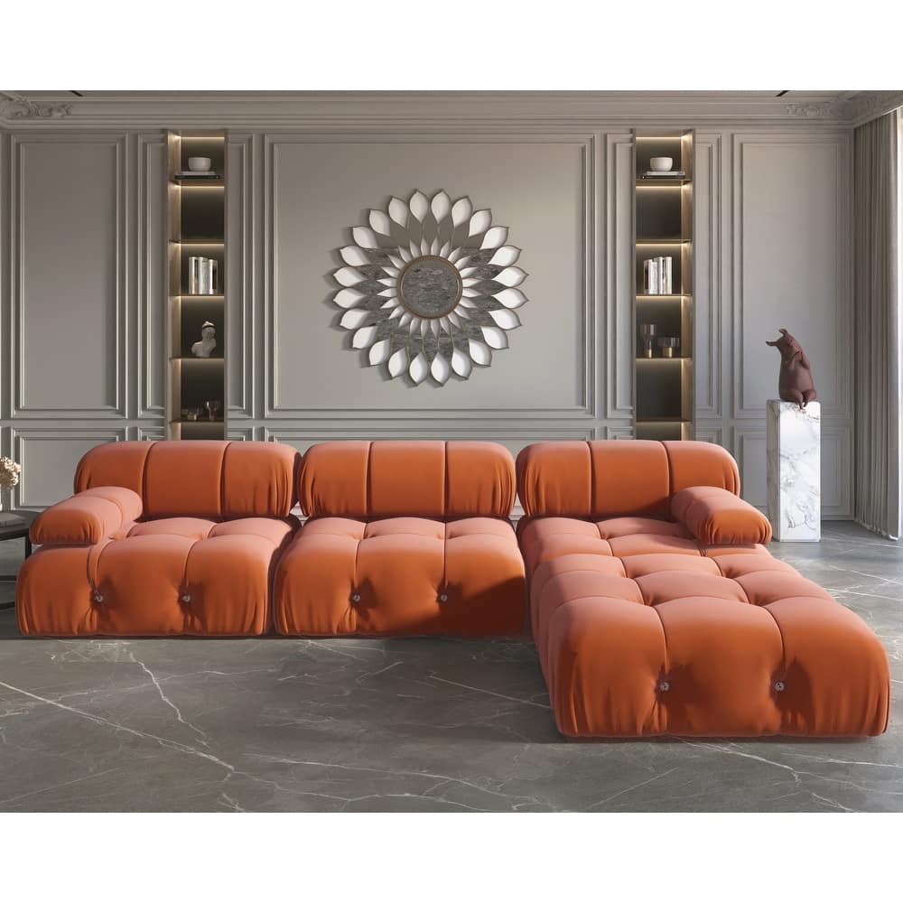 Convertible Modular Sectional Sofa with Ottomans