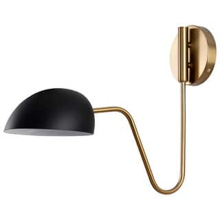 Trilby 1 Light Wall Sconce Matte Black with Burnished Brass