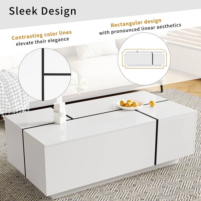 Extendable Coffee Table with 2 Hidden Storage Space