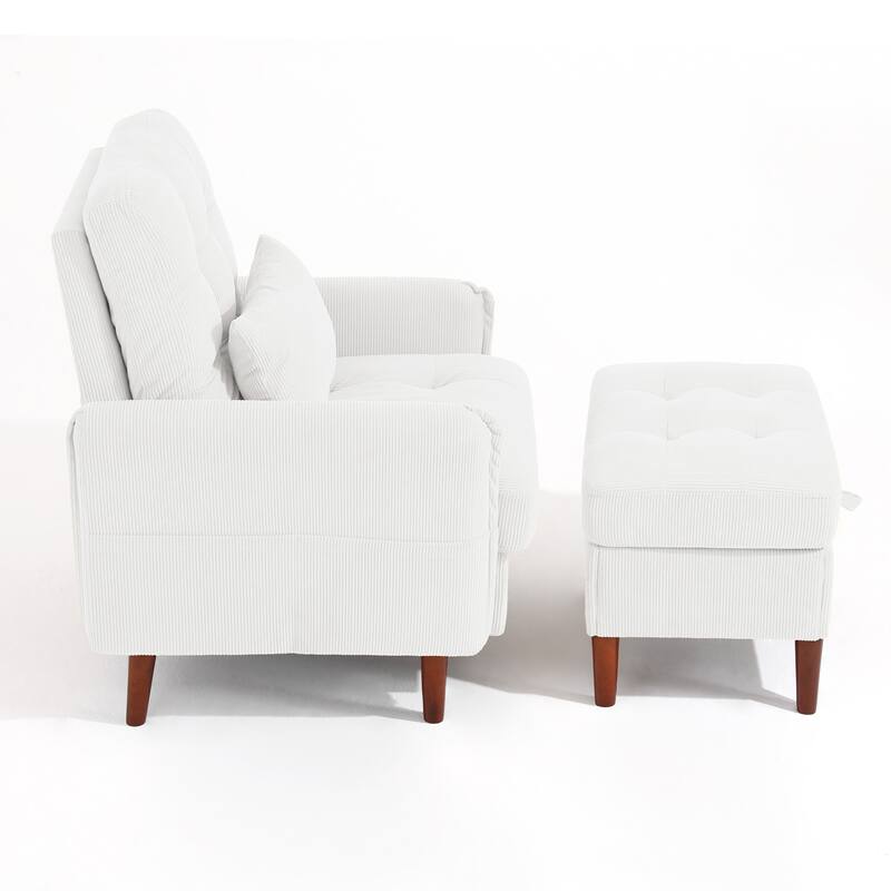 Adjustable Backrest Lounge Accent Chair Set with Storage Ottoman