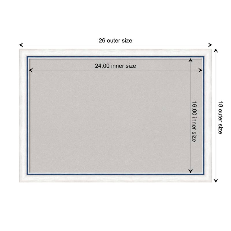 Morgan Wood Framed Grey Corkboard Bulletin Board - Morgan White Blue - Board Size 24x16