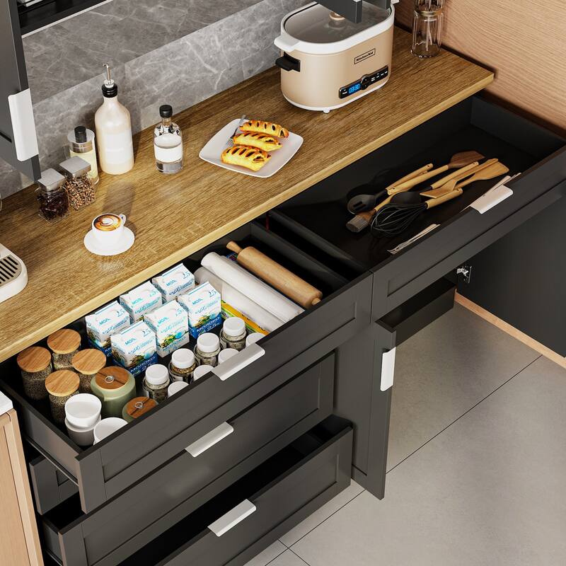 Black Cupboard,Wooden Sideboard Buffet Cabinet with Storage,Suitable for Organizing Pantry,Kitchen,Garage