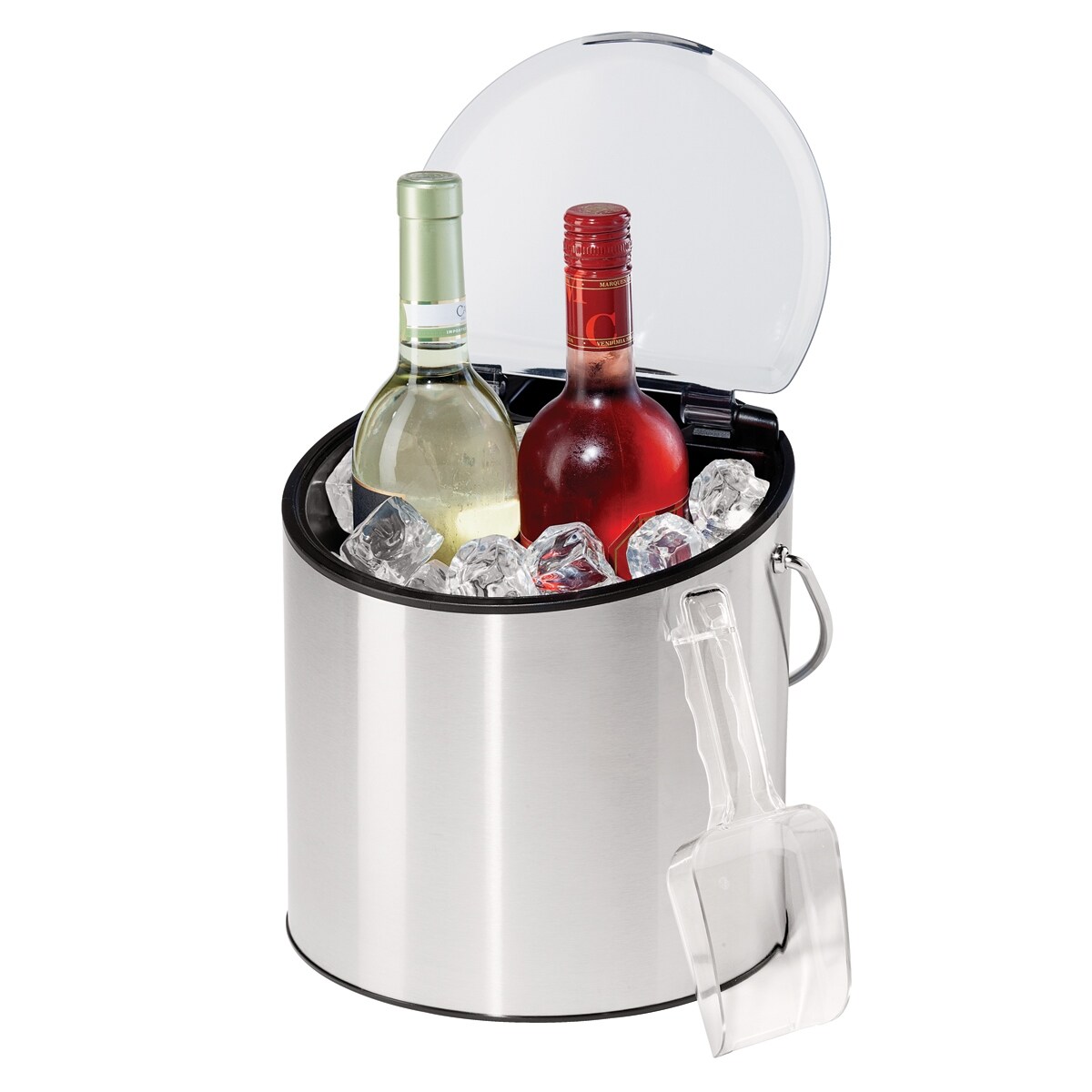 Oggi double wall ice bucket with 2025 flip lid and stainless ice scoop