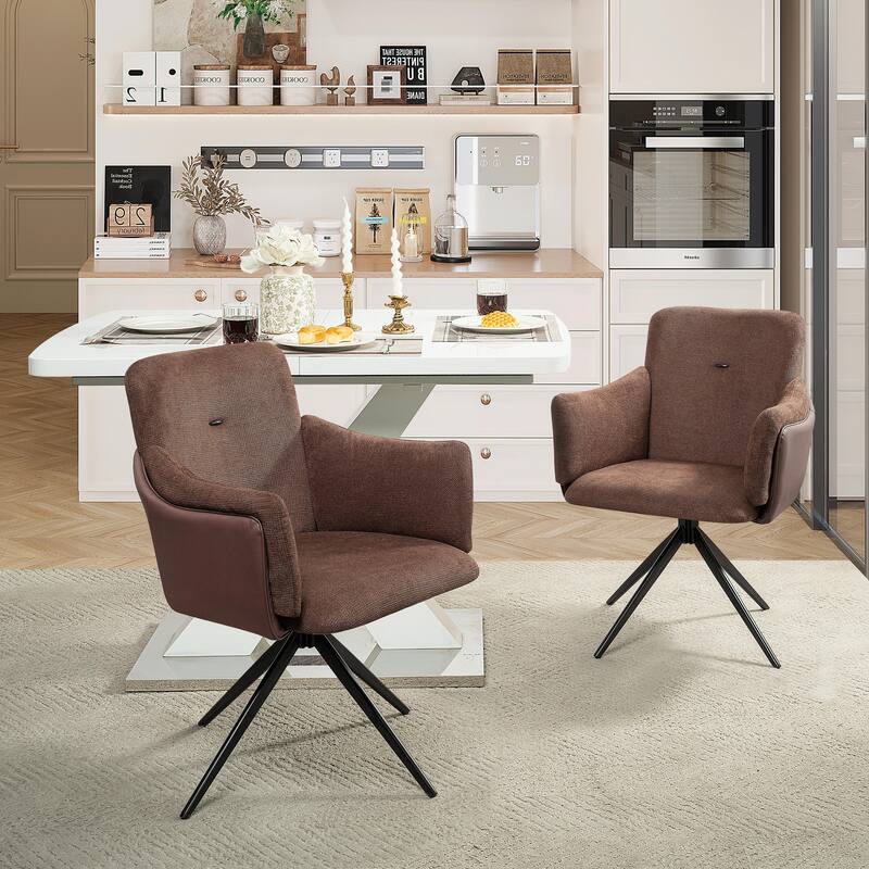 360° Swivel Home Office Desk Chairs Set of 2, Dining Chairs with Arm