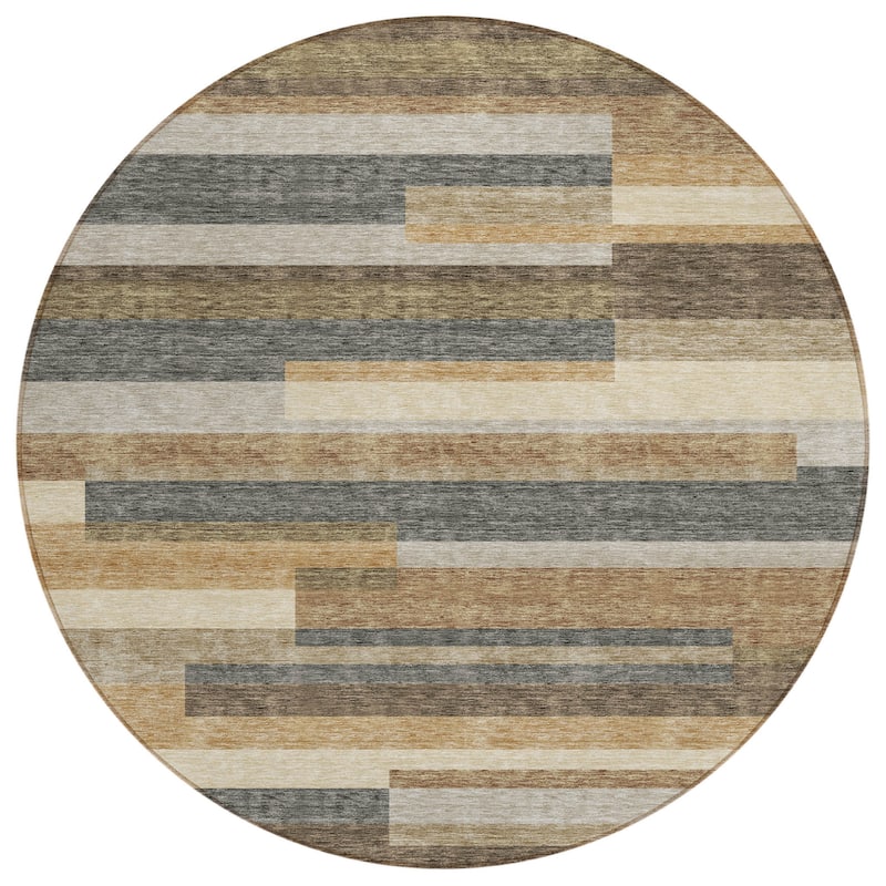 HomeRoots Striped Transitional Rectangle Outdoor Rug