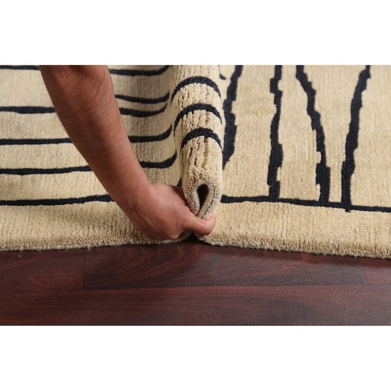 Vegetable Dye Abstract Nepalese Oriental Area Rug Wool Hand-knotted - 6'2" x 9'4"