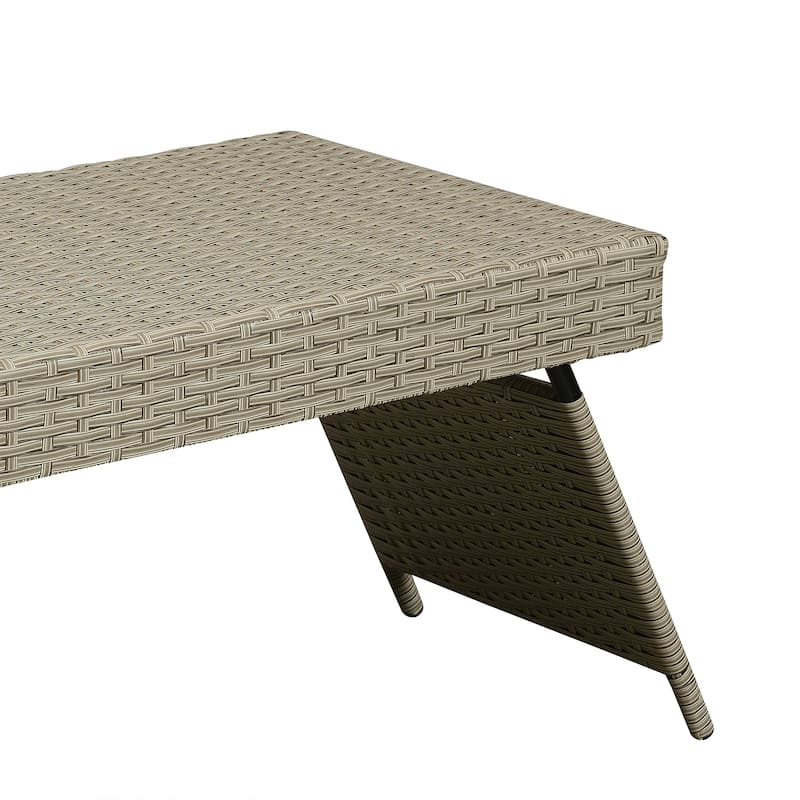 Outdoor Transitional Grey Wicker Adjustable Folding Table - 23.5" L x 16" W x 16" H
