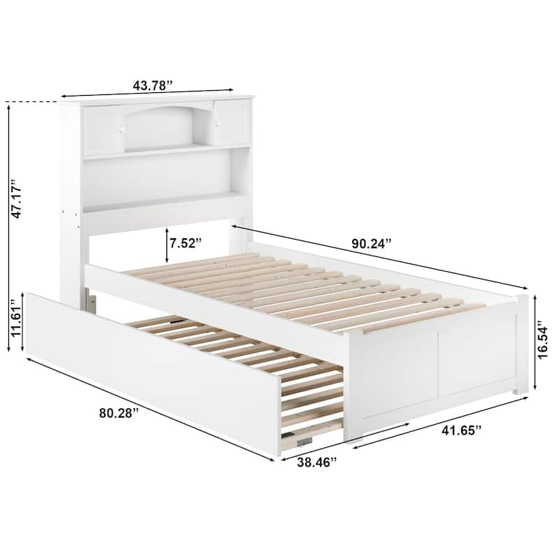 AFI Newport Twin XL Size Platform Bed with Footboard & Twin XL Trundle
