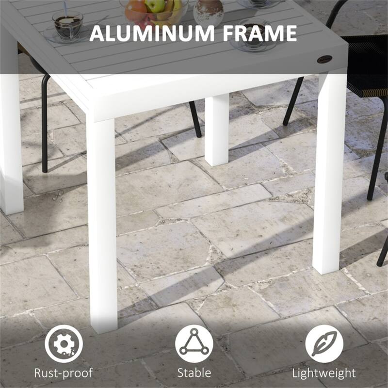 Aluminum Extendable Patio Dining Table for 6 People - 70.75"/35.5" L x 35.5"W x 29.5" H