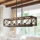 preview thumbnail 1 of 27, LALUZ Farmhouse 5-Light Rectangle Wood Chandelier Rustic Island Lights for Dining Kitchen Island