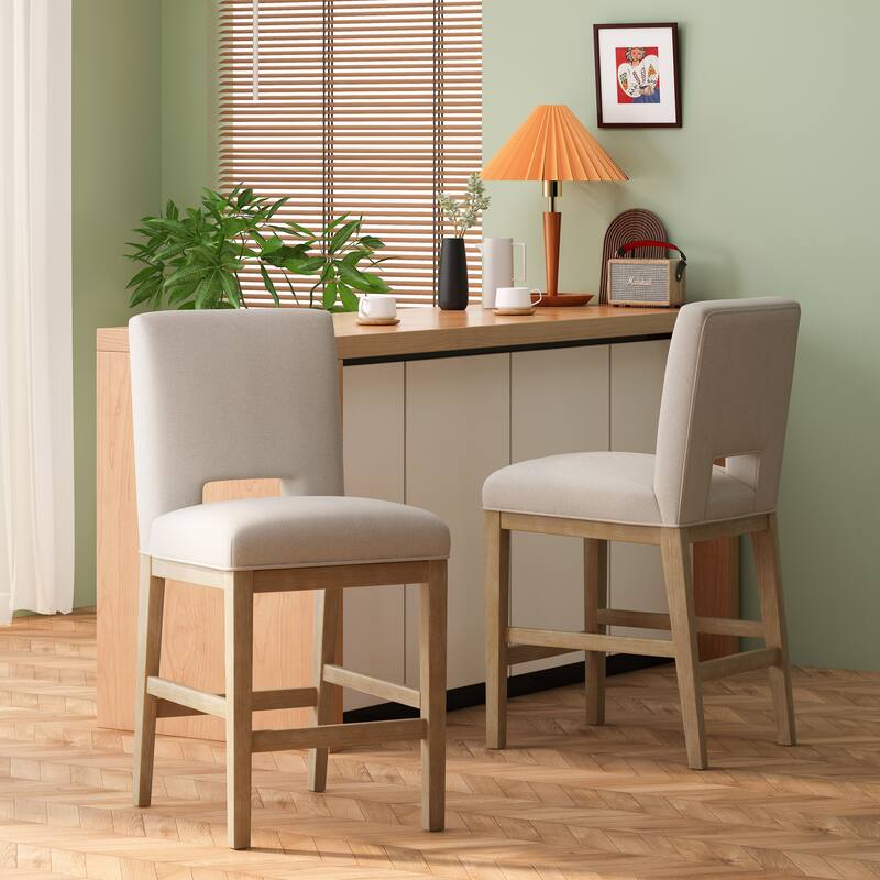 Coloma Fabric 27 Inch Counter Stools (Set of 2) by Christopher Knight Home - Wheat
