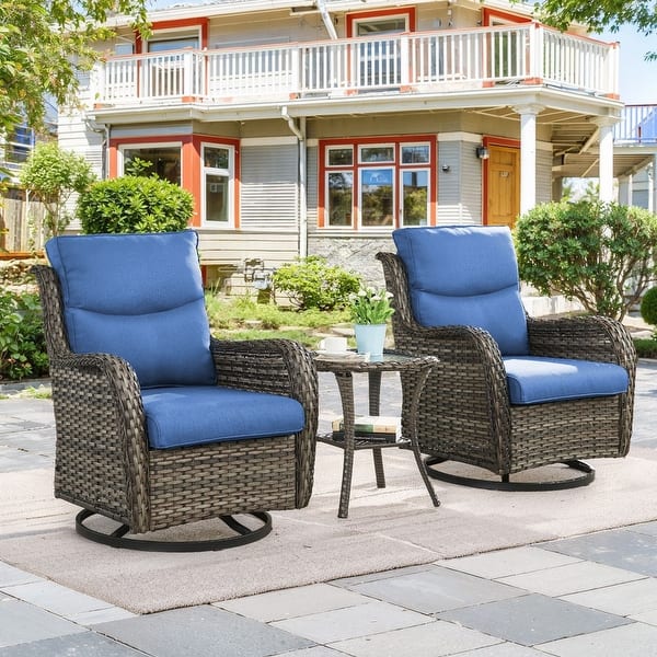 Outdoor Swivel Chair Circle 2-Piece Brown Wicker Outdoor Swivel