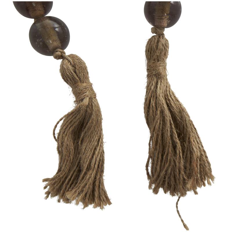 Glass Handmade Round Beaded Garland with Tassel with Knotted Brown Jute - Roche River Decor
